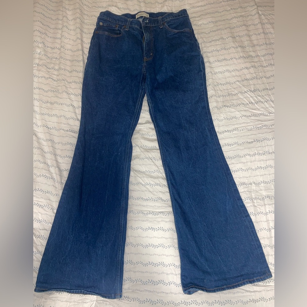 Abercrombie & Fitch Blue Flare Wide Leg Jeans